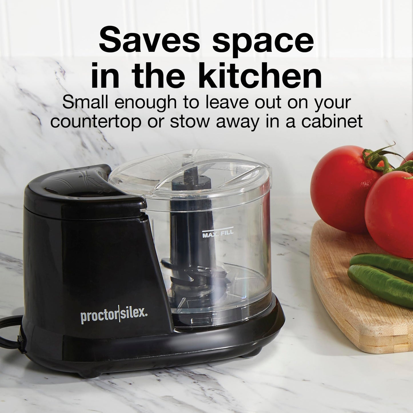 Proctor Silex Durable Electric Vegetable Chopper & Mini Food Processor for Chopping, Puree & Emulsify, 1.5 Cup, White