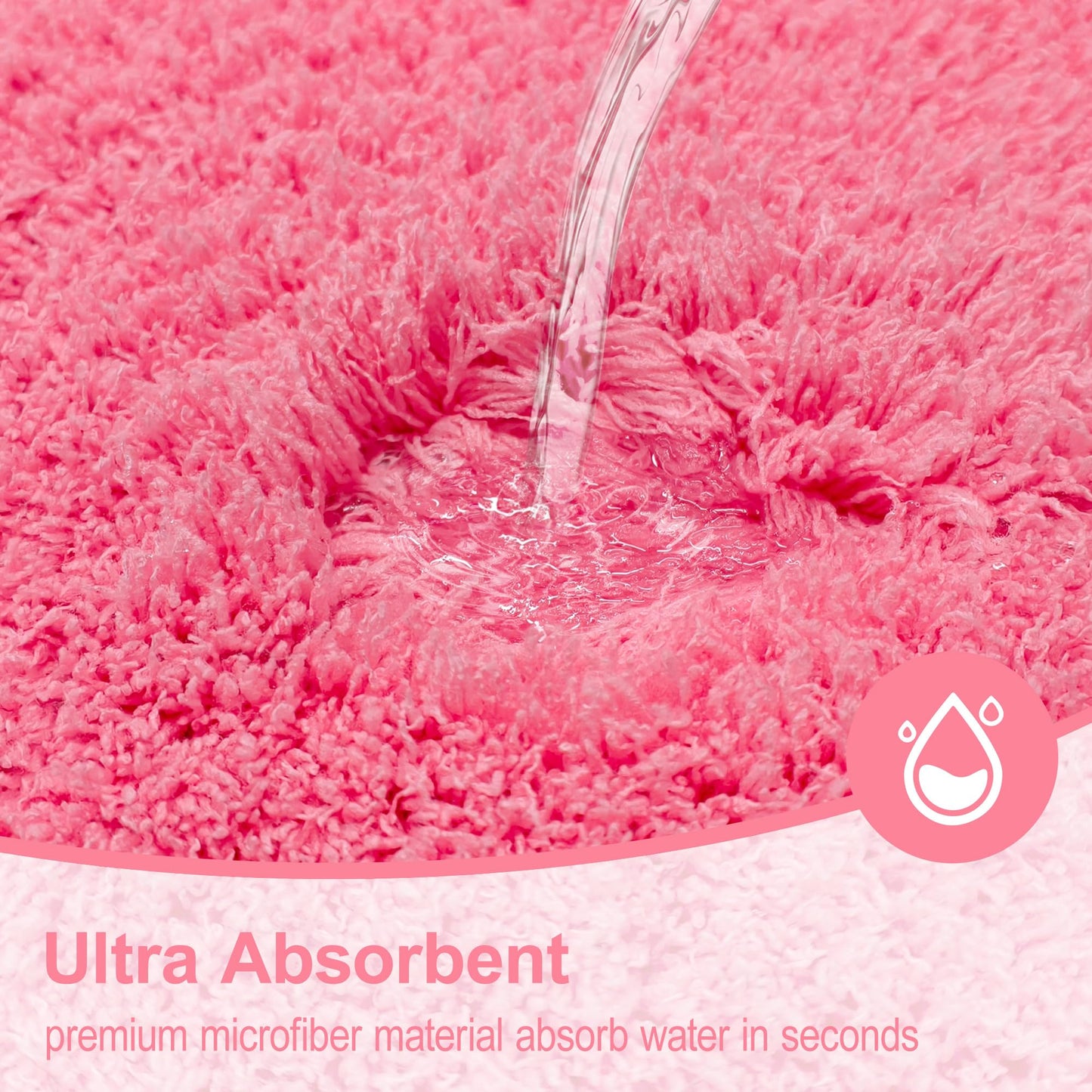 MondayRug Bathroom Rugs Non Slip 24"x16", Absorbent Bath Mats Quick Dry, Shaggy Microfiber Bath Rugs, Extra Soft Plush, Machine Washable Bath Mats for Bathroom Floor, Tub and Shower, Pink