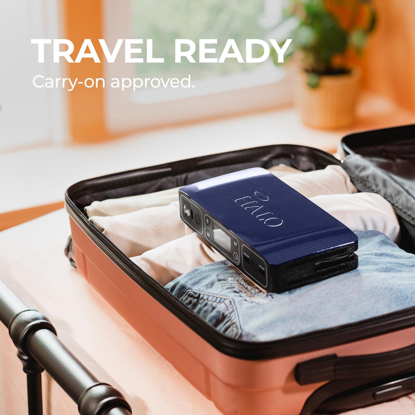 HALO Bolt Air 58830 Portable Car Battery Jump Starter | 100 PSI Air Compressor, 58.8Wh USB Power Bank, Emergency Floodlight & Charger, Jumps Cars SUVs & Trucks, Inflates Tires, TSA Approved — Blue