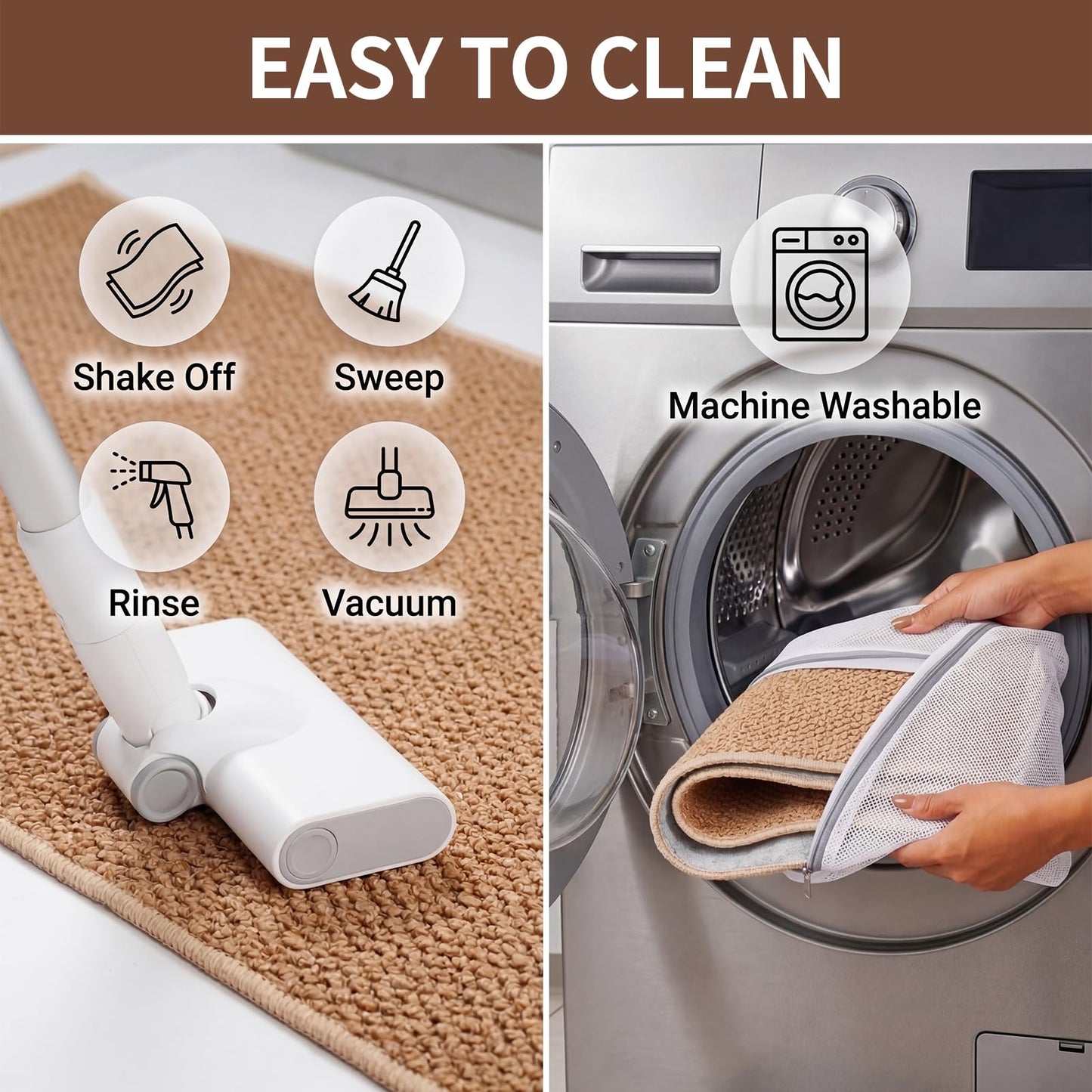 Lenvise Kitchen Rugs 17"x30", Non-Slip Kitchen Mats for Floor, Machine Washable Absorbent Kitchen Runner, Stain Resistant Rug with Rubber Backing for Kitchen, Hallway, Laundry & Sink, Camel