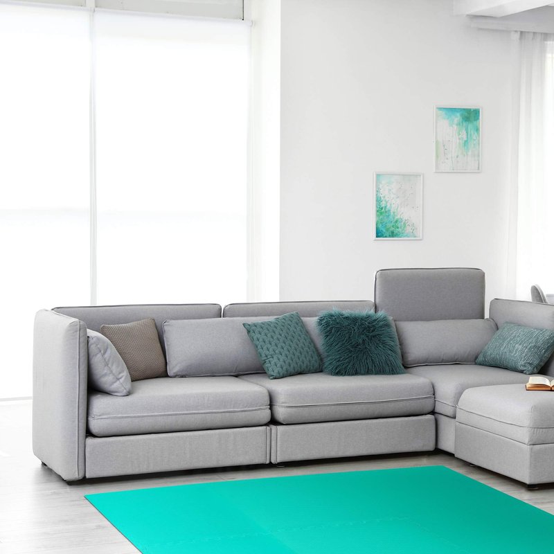 We Sell Mats 3/8 Inch Thick Multipurpose Exercise Floor Mat with EVA Foam, Interlocking Tiles, Anti-Fatigue for Home, or Gym, Green, 16 Sq Ft