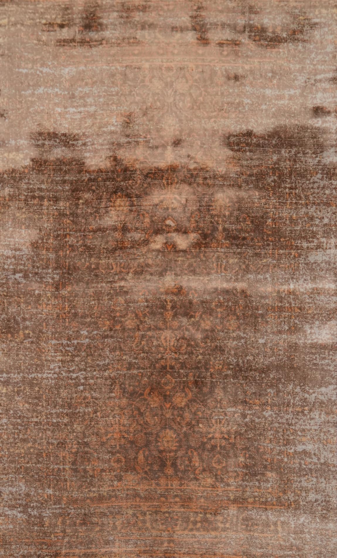 Rug Source Transitional Collection, 5x8 Rug, Hand Knotted Brown Geometric Rug, Oriental Viscose Silk Carpet for Foyer, Entryway and Hallway