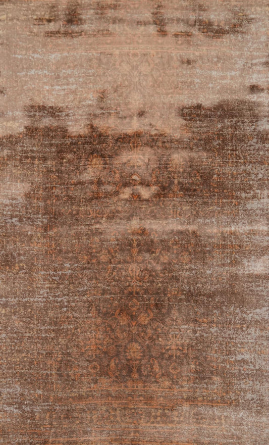 Rug Source Transitional Collection, 5x8 Rug, Hand Knotted Brown Geometric Rug, Oriental Viscose Silk Carpet for Foyer, Entryway and Hallway