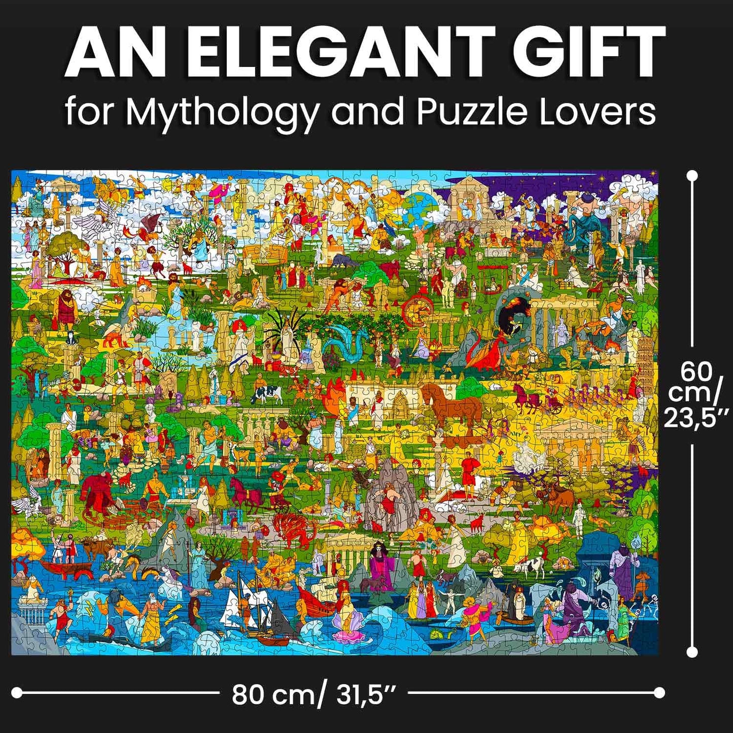 QUOKKA 1000 Piece Puzzle for Adults Greek Gods - Adult Puzzles with Secret Tasks & Immersive Audio Story of Ancient Myths and Legends for Deep Relaxation for Challenge Puzzle Lovers