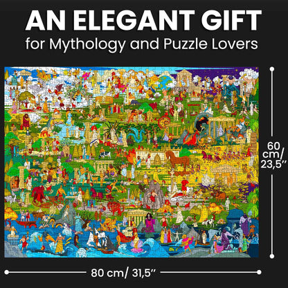 QUOKKA 1000 Piece Puzzle for Adults Greek Gods - Adult Puzzles with Secret Tasks & Immersive Audio Story of Ancient Myths and Legends for Deep Relaxation for Challenge Puzzle Lovers