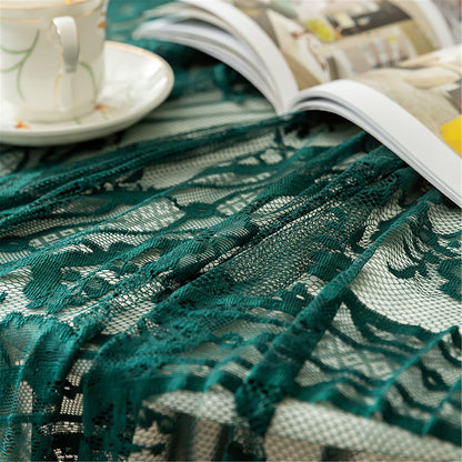 Green Lace Tablecloth Embroidered Elegant Floral Patterns Table Cloth Round Overlay Table Cover for Wedding Party Holiday Long Dinner Home Decor(Round-60, Green)