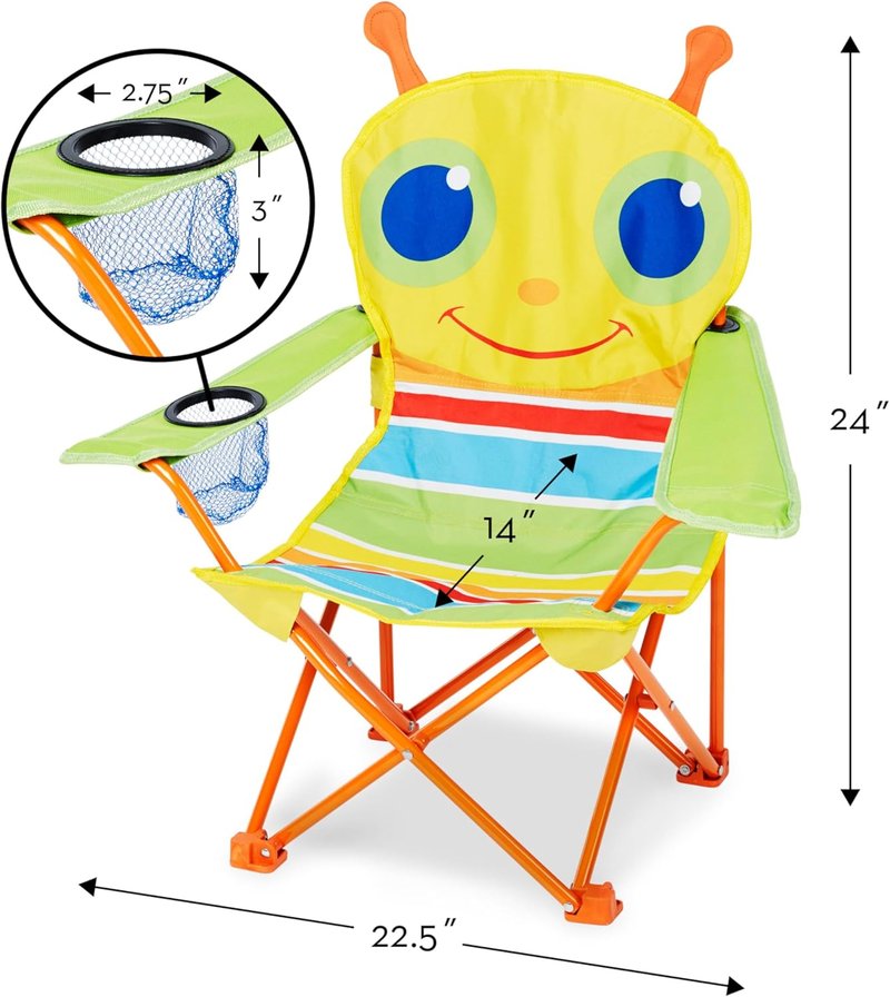 Melissa & Doug Folding Lawn & Camping Chair - Sunny Patch Giddy Buggy Design | Lightweight & Portable