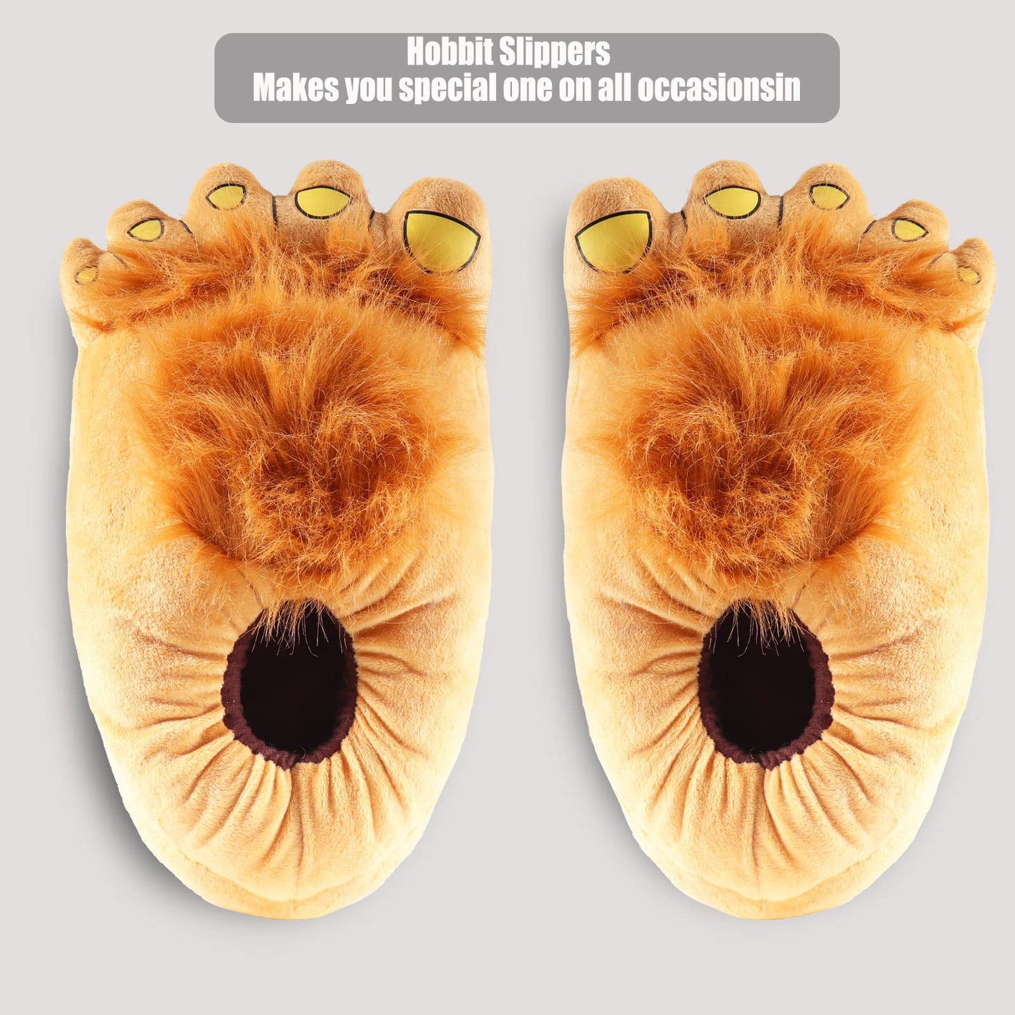 Extpro Caveman Slippers Furry Monster Novelty Warm Winter Plush Bigfoot Indoor House Shoes for Adults Kids (Medium)