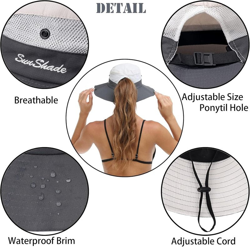 Women's Summer Sun Hat - Wide Brim UV Protection | Foldable Cool Mesh Bucket Hat for Outdoor Adventures