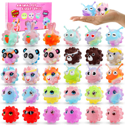 30 Pack Animal Pop Balls Party Favors for Kids,3D Pop Balls Fidget Toys,Birthday Gifts for Boys & Girls,Goodie Bag Stuffers,Pinata Stuffers Filler,Carnival Prizes,Treasure Box Toys,Kids Prizes