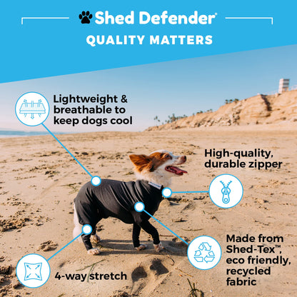 Shed Defender Bodysuit for Dogs - Original Dog Onesie Shedding Shirt - Seen on Shark Tank - Contains Dog Hair, Anxiety Calming Surgery Recovery Suit - Vet Approved