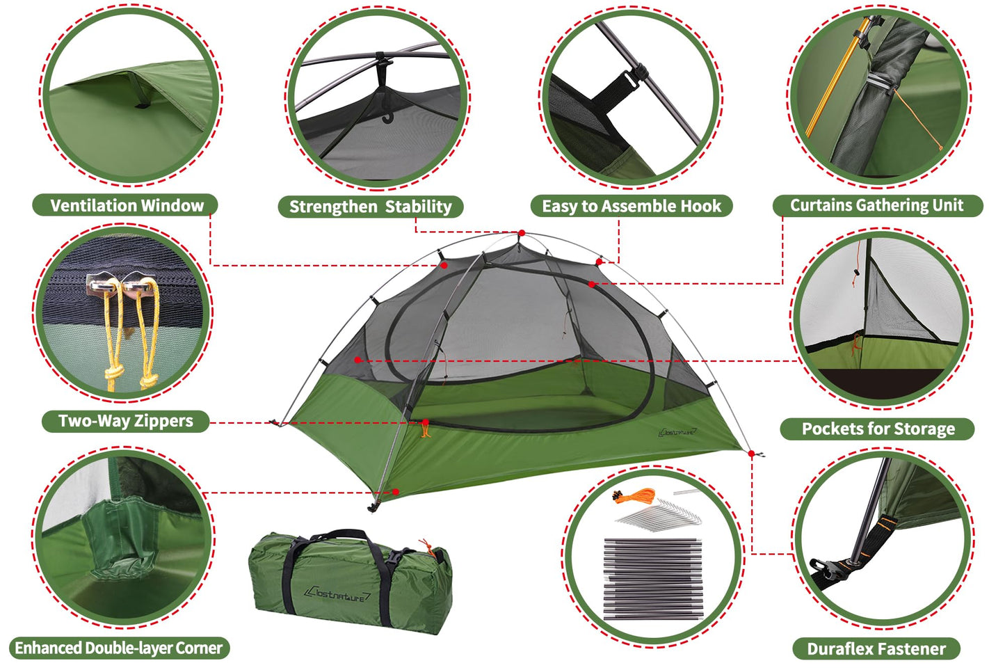 Clostnature Polaris Lightweight Backpacking Tent - 6 Person Waterproof Camping Tent, 3 Season Large Size Easy Setup Tent for Family, Outdoor, Hiking and Mountaineering