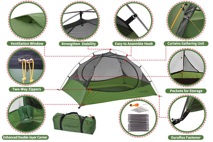 Clostnature Polaris Lightweight Backpacking Tent - 6 Person Waterproof Camping Tent, 3 Season Large Size Easy Setup Tent for Family, Outdoor, Hiking and Mountaineering