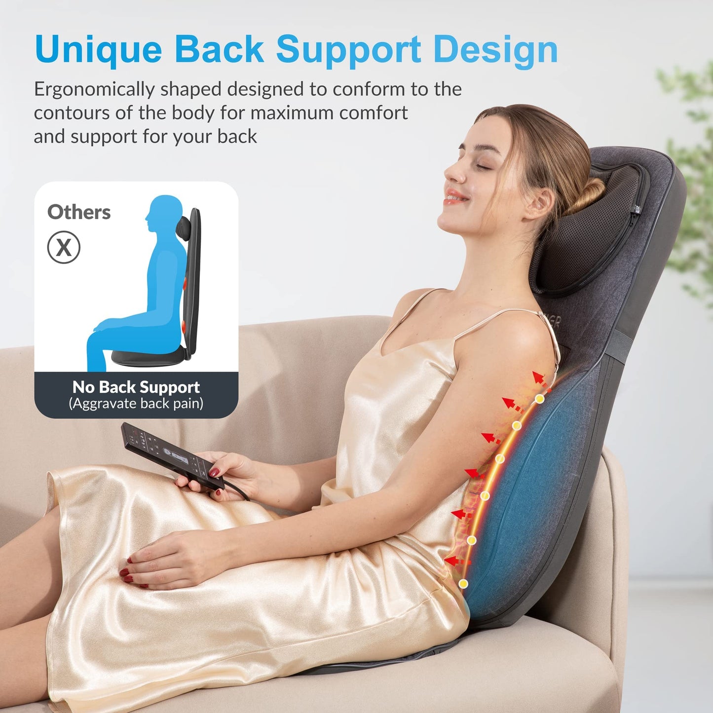 COMFIER Shiatsu Neck Back Massager with Heat, Adjustable Massage Chair Pad Back Support Massage Seat Cushion for Full Body Massager Gifts for Dad