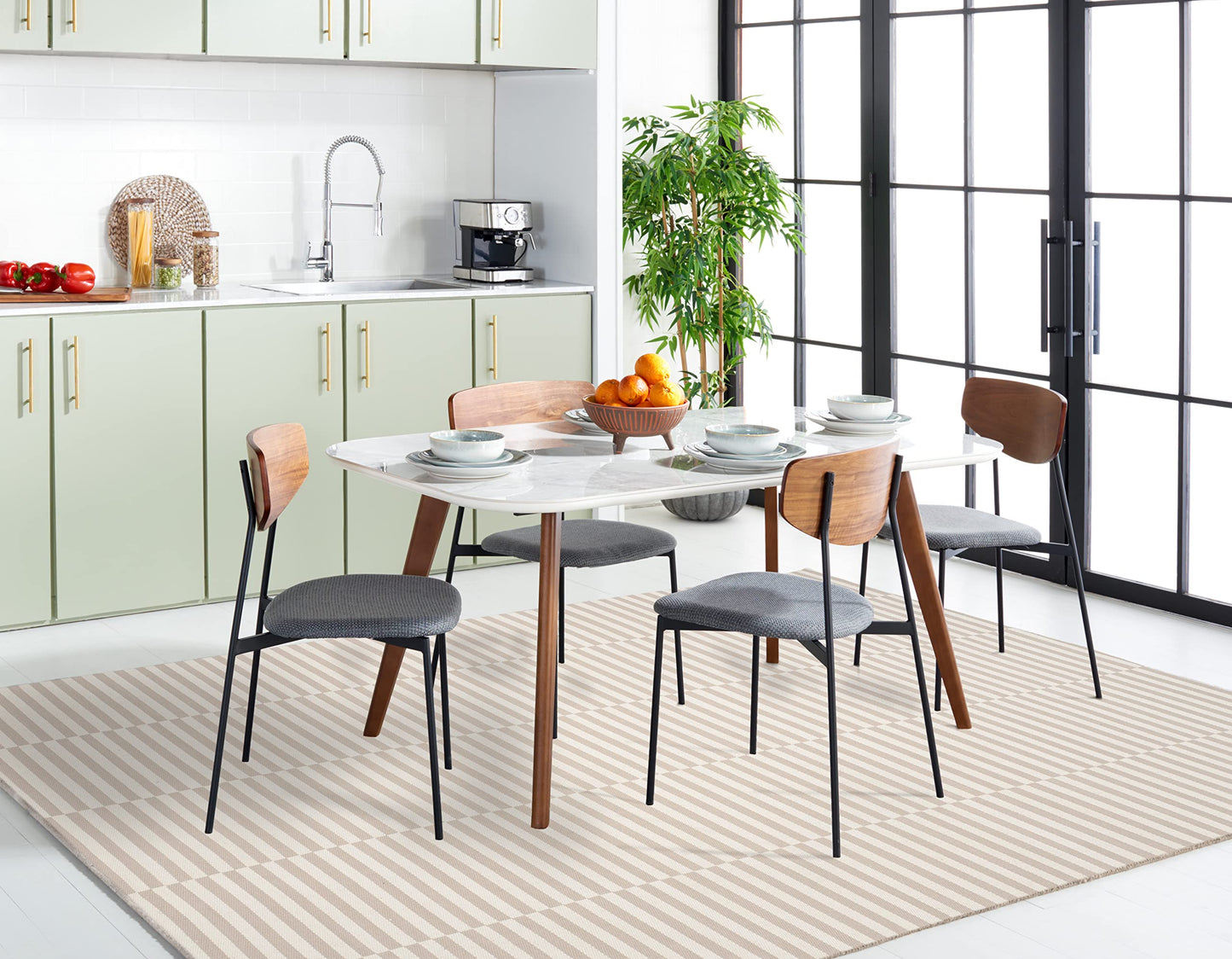 SAFAVIEH Montauk Collection Area Rug - 6' x 9', Ivory & Light Grey, Handmade Stripe Cotton, Ideal for High Traffic Areas in Living Room, Bedroom (MTK715E)