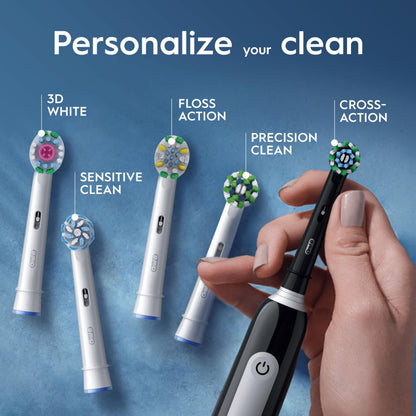 Oral-B Pro 1 Electric Toothbrush For Adults, Oral B Electric Toothbrushes Adults, With 3D Cleaning, 1 Toothbrush Head, Gum Pressure Control, 2 Pin UK Plug, Black