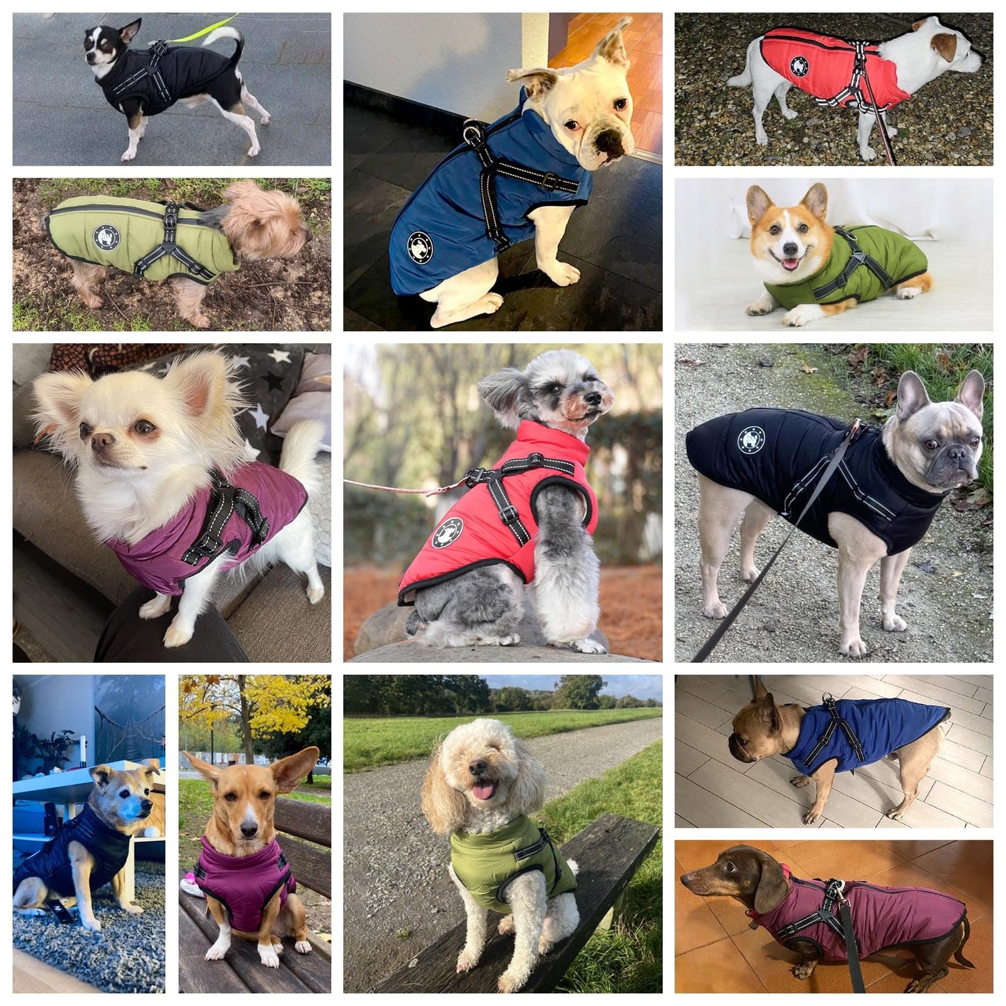 Warm Cozy Dog Coat Jacket with Harness - Waterproof Upgrade for Winter Cold Weather - Small to Large Dogs