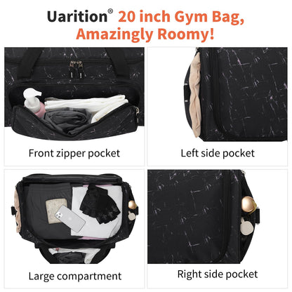 Gym Bag for Men - 55L Black Durable Large Duffle Bag for Travel, Workout, Fitness & Sport