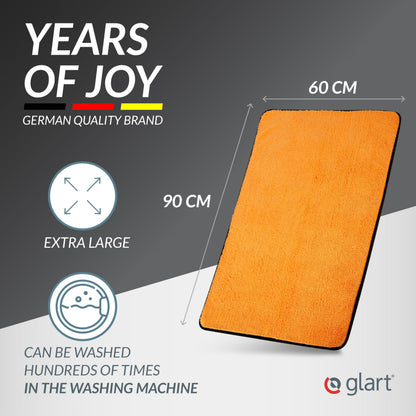 Glart 44WG Car Drying Towel XXL 90x60 cm - Microfiber Polishing Cloth Orange - Large Absorbent and Cleaning Cloth for Car, Motorcycle, Boat, Household - Soft, Paint-Friendly, Lint-Free.