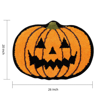 TRUEDAYS Halloween Decor Cute Orange Pumpkin Bath Mat for Bathroom, Pumpkins Halloween Decoration Orange Fun Bathroom Rug Non Slip Cartoon Bath Rug Bathroom Mat Plush Shower Rugs Washable