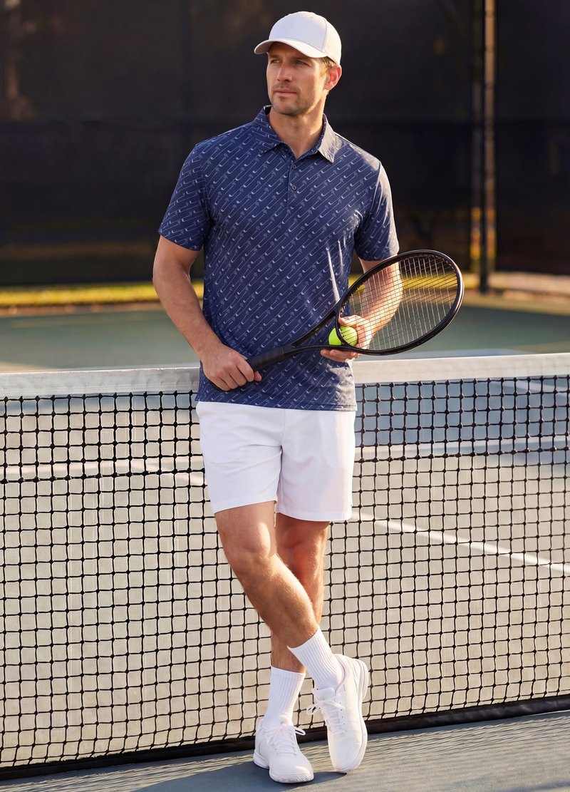 Libin Golf Shirts for Men Short Sleeve Quick Dry Performance Moisture Wicking Print Collared Polo Shirts Casual Business, Navy Golf Club, Large