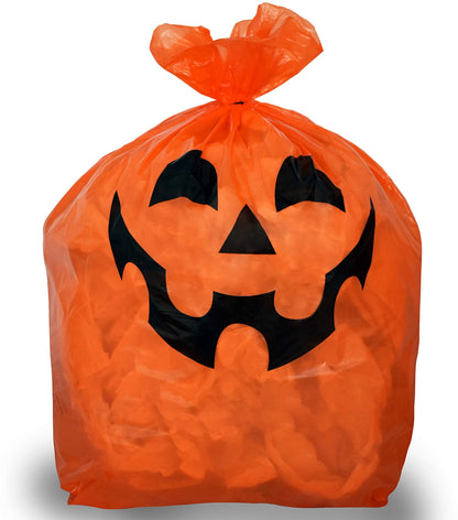 Skeleteen Pumpkin Leaf Bags Decorations - Jack O Lantern Outdoor Yard Fall Lawn and Leaves Pumpkins Decorating Bag with Ties - 3 Sizes