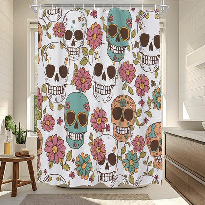 TheBlackSpot Gothic Floral Halloween Shower Curtain Sets Bath Curtains Horror Decor Sets Grommet with Hooks 72 x 72 inches