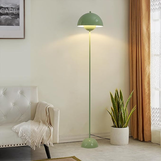 SUNLLOK Green LED Floor Lamp for Living Room, Industrial Metal Dome Lampshade Standing Floor Table Lamp with Foot Switch, Modern Reading Floor Light Fixture for Kitchen Island, Bedroom, Restaurant