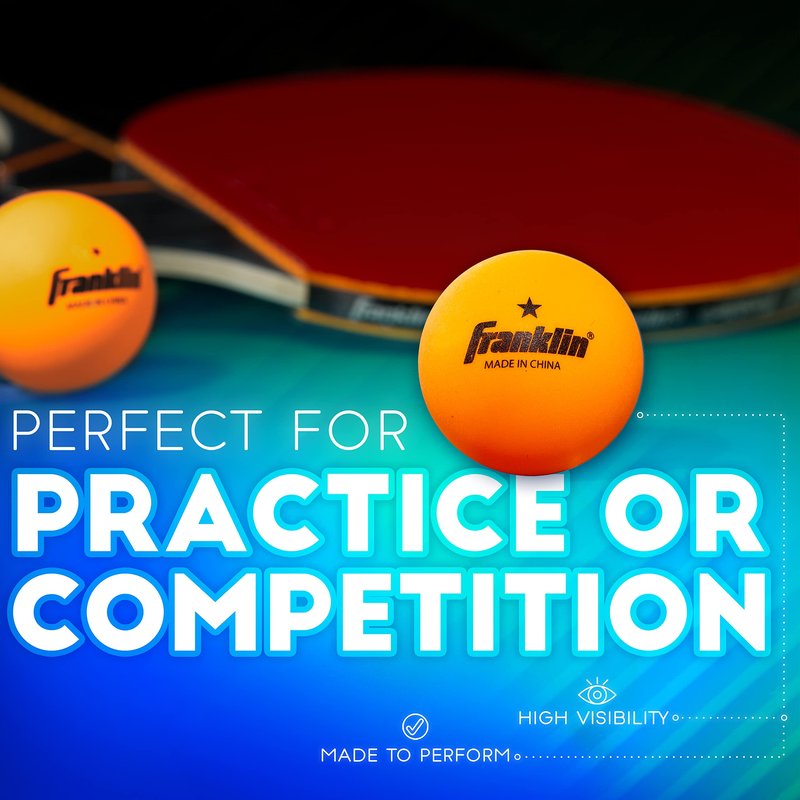 Franklin Sports Ping Pong Balls - Official Size + Weight Orange 40mm Table Tennis Balls - One Star Professional Quality - Durable High Performance - Orange - 6 Pack