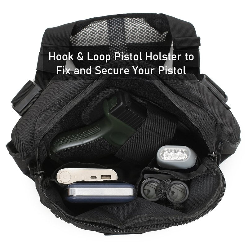 Sports Chest Pack for Men Front Chest Bag Fits Most Pistols Chest Pouch Harness for Running, Hiking, Workouts (Black)