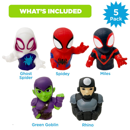Ginsey Spidey and His Amazing Friends 5 Piece Finger Puppet Set - Bath Toys, Party Favors, 1.0 Count, 0.145 pounds