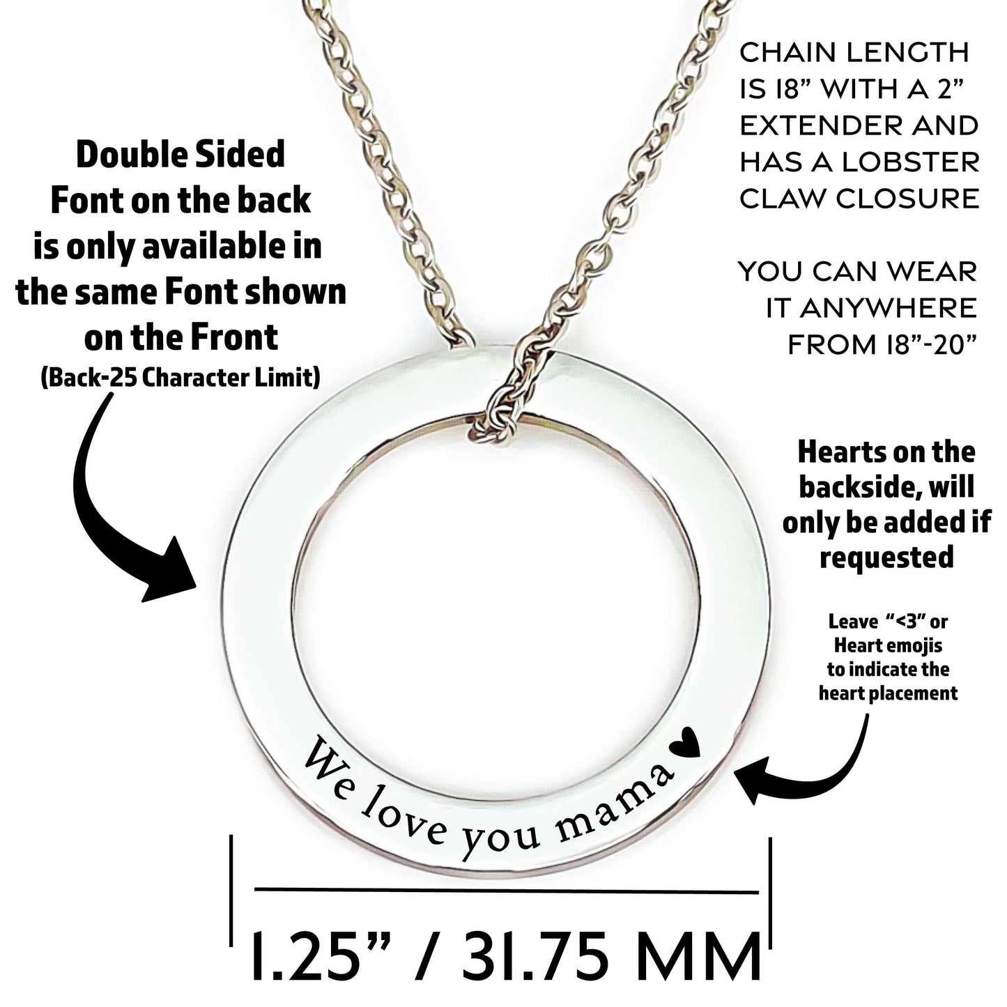 Jenna Rose Ring Necklace Personalized Necklace Washer Necklace Mom Gift Mother's Day Gift Personalized Names Kid Name Gift for Her Ring Necklace Personalized Jewelry Jenna Necklace JENNA-RING