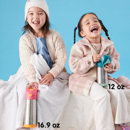 b.box 12 oz Insulated Water Bottle - Keeps Drinks Cold 8 Hours, Warm 6 Hours, Triple Wall Stainless Steel Kids Water Bottle w/Free Flow Silicone Straw, Leakproof & Dishwasher Safe