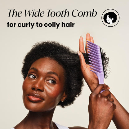 Tangle Teezer | Wide Tooth Comb for 3C to 4C Hair | Long Teeth Detangles & Reduces Shed Hair | Short Teeth for Deeper Detangle & Helps Removes Shed Hair | Lilac & Black