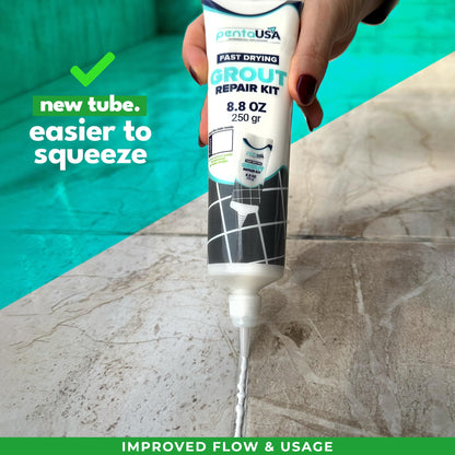 PentaUSA Grout Reviver - Ready Mixed Grout, Tile Adhesive, Fast Drying, No Sealer Required, Perfect for Bathroom, Shower and Kitchen + Mould Protection - 250gr (White)
