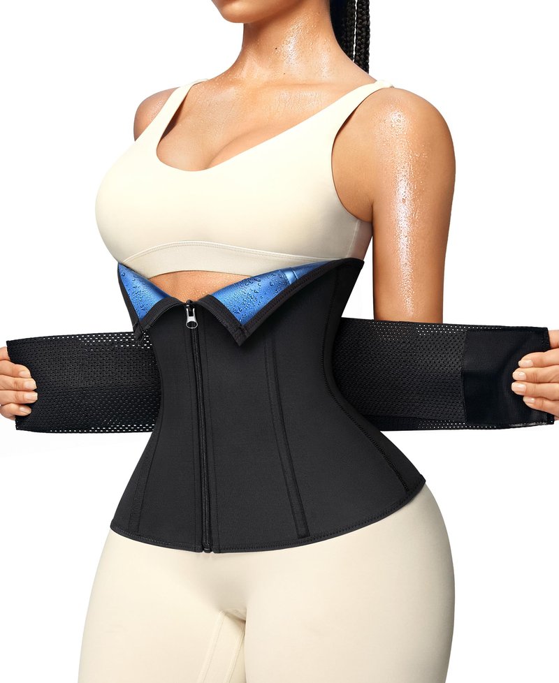 Junlan Sweat Waist Trainer for Women - Sauna Waist Trimmer for Working Out(Blue,Small)