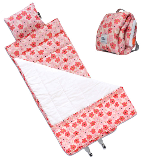 Bulkie Toddler Nap Mat - Sleep Mat for Kids Daycare and Preschool - Folds Up to Carry on Back - Poppies