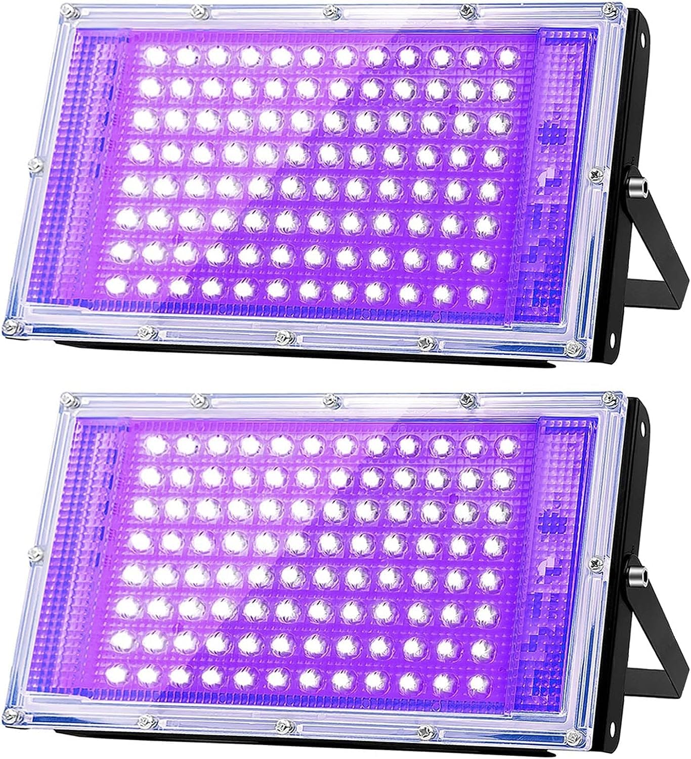 Glostars 100W LED UV Black Light, Powerful UV Spotlight, IP66, 395nm Lamp for Christmas, Halloween Glow Party (2 Packs)