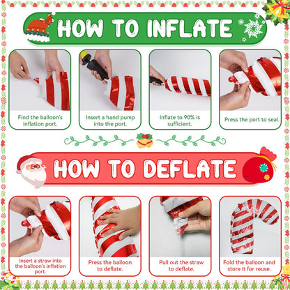 FunHot Christmas Balloon Arch Kit, Xmas Fruit Green Pink Balloon Garland, Hot Pink Red Metallic Green Latex Balloons with Candy Cane Santa Claus Windmill Foil Balloons for Christmas Party Decorations