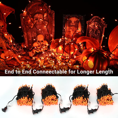 Brizled Orange Halloween Lights, 21.3ft 100-ct Incandescent String Lights Connectable, UL Certified, Black Wire Mini Light Set for Indoor & Outdoor Decorations, Holiday, Christmas