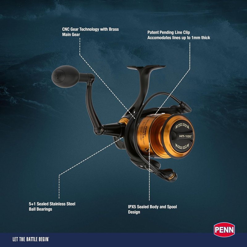 Spinning Fishing Reel - Penn Spinfisher VI with Durable Construction & Smooth Drag System