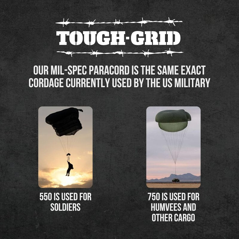 Tough-Grid 550 Paracord Rope - Durable Nylon Survival Cord for Camping, Tactical Gear & Emergency Kits | Made in USA