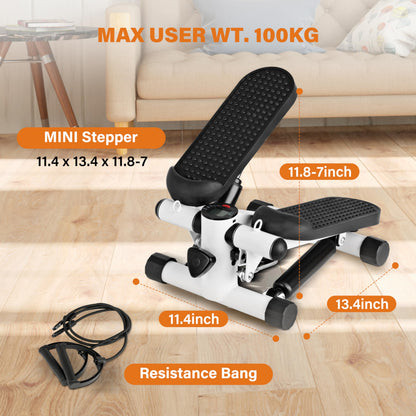 YSSOA Mini Stair Steppers, Steppers for Exercise at Home, Mini Stepper with Resistance Bands, Cardio Stepping Machine with LCD Monitor, Twist Workout Equipment for Full Body Exercise
