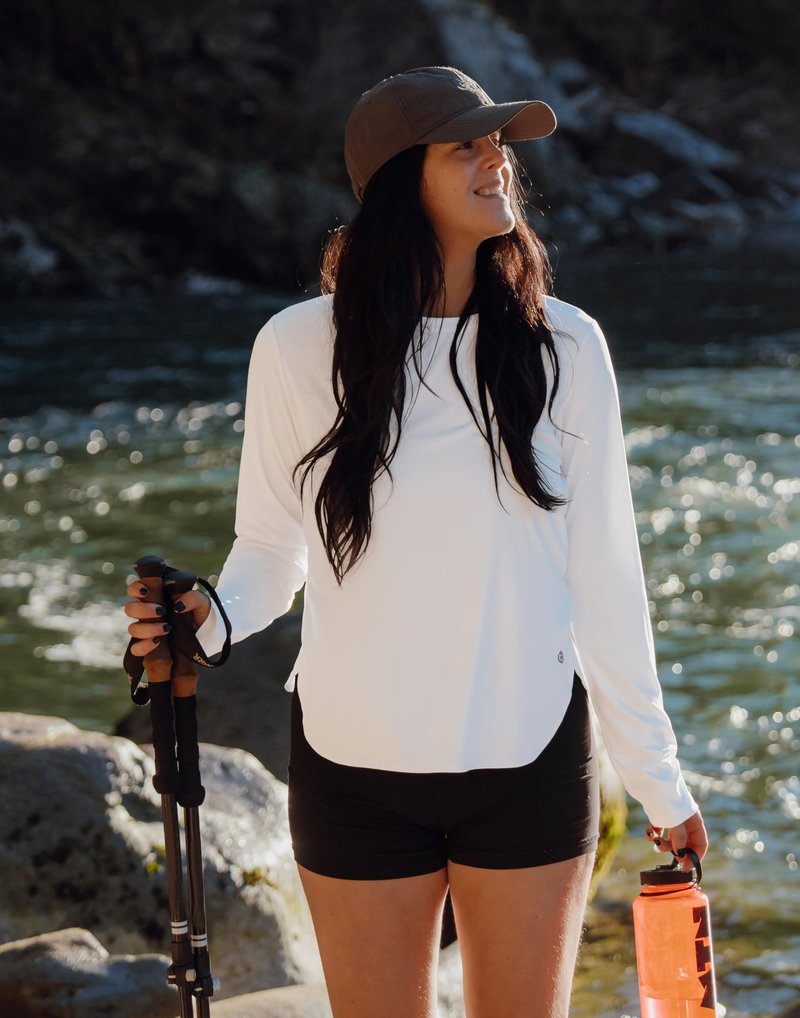Women's Sun Shirts UPF 50+ Long Sleeve UV Protection Shirt Lightweight Quick Dry Workout Hiking Tops for Women(White,L)