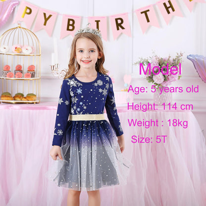 VIKITA Girls Dresses for Winter Long Sleeve Toddler Clothes Christmas Party Tulle Dresses, LH4586 5T