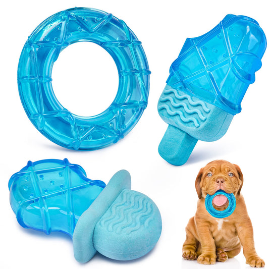 ADDPETS 3 Pack Puppy Teething Toys Freezables Relieve Teething Pain and Itching,Large Capacity Frozen Puppy Toys for Teething with Long Lasting Freezing Effects.Fillable Puppy Teething Rings