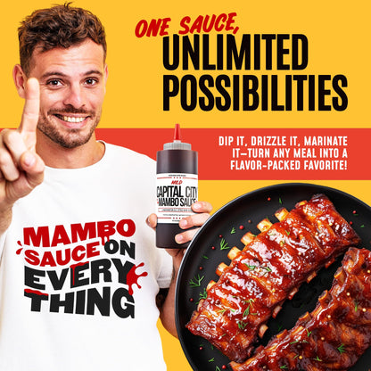 Capital City Mambo Sauce Sweet Hot & Mild Variety Pack, Washington DC Wing Sauces, Perfect Condiment for Wings Chicken Pork Beef Seafood Burgers Rice or Noodles, 12oz (2 Pack)