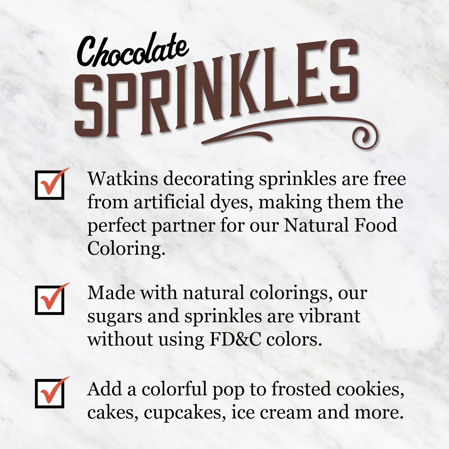 Watkins Chocolate Decorating Sprinkles, No Artificial Dyes, Kosher, 3.5 Ounce, 1-Pack