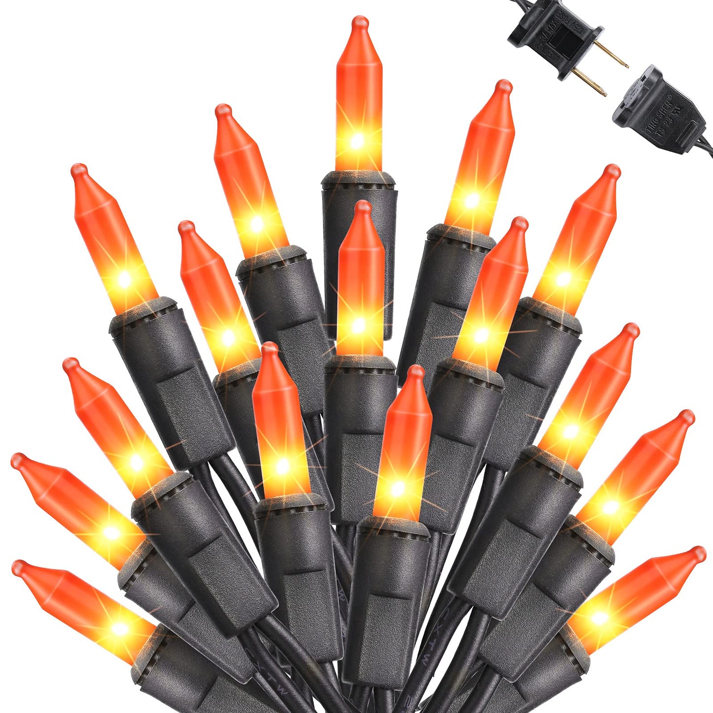 Toodour Orange Halloween Lights, 25ft 100 Count Incandescent Halloween String Lights, UL Certified Connectable Mini Bulbs Orange String Light for Home, Garden, Porch, Party, Indoor Decorations