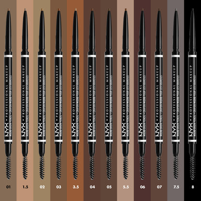 NYX Professional Makeup Micro Brow Pencil, Dual Ended With Mechanical Brow Pencil And Spoolie Brush, Vegan Formula, Shade: Brunette